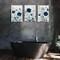 Navy Blue Wall Art Canvas Abstract Floral Painting (3 Pcs 12x16in Framed)